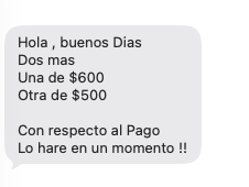 Mensaje de un cliente sobre dos trabajos de 600 y 500 dólares