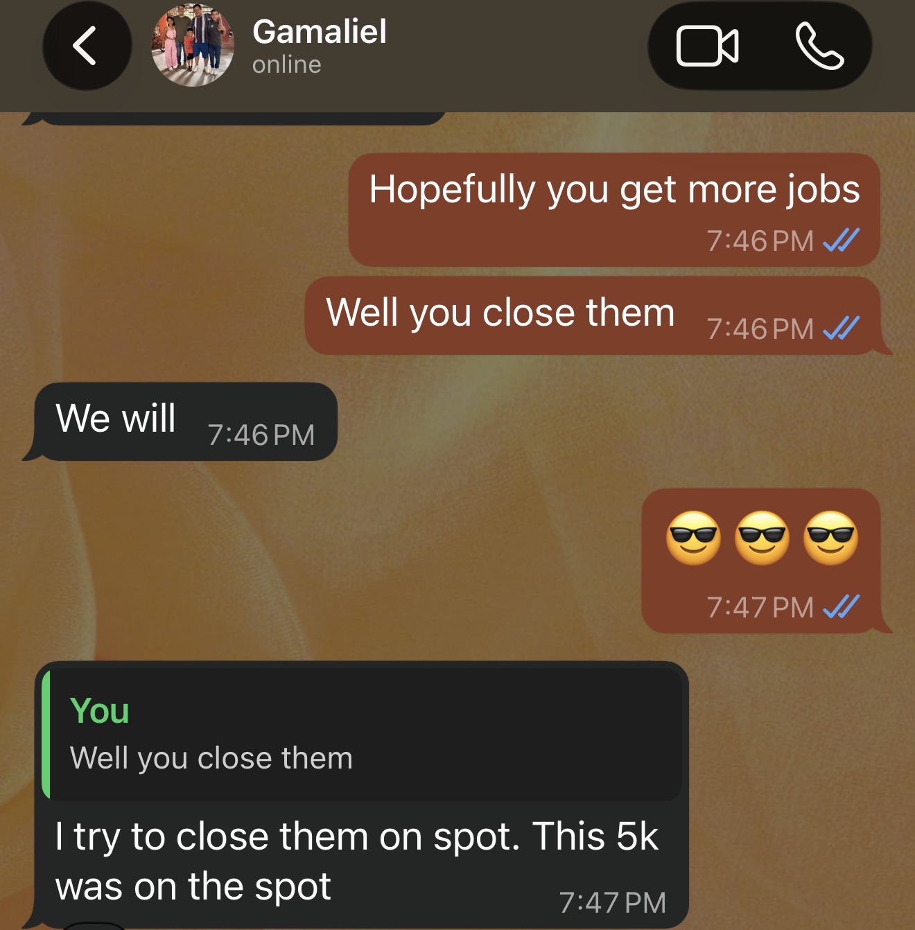 Captura de una conversación enviada por Gamaliel